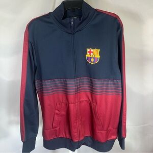 FC Barcelona Men's Full Zip Track Jacket Navy‎ Blue & Red Barca Futbol Soccer L